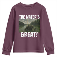 The Water is Great Swamp Monster Reflecting Pool Youth Sweatshirt Funny Washington DC Algae Creature Meme