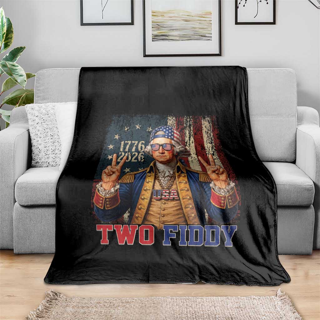 Two Fiddy George Washington Peace Signs Throw Blanket Funny Semiquincentennial Hip Hop Style President