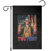 Two Fiddy George Washington Peace Signs Garden Flag Funny Semiquincentennial Hip Hop Style President