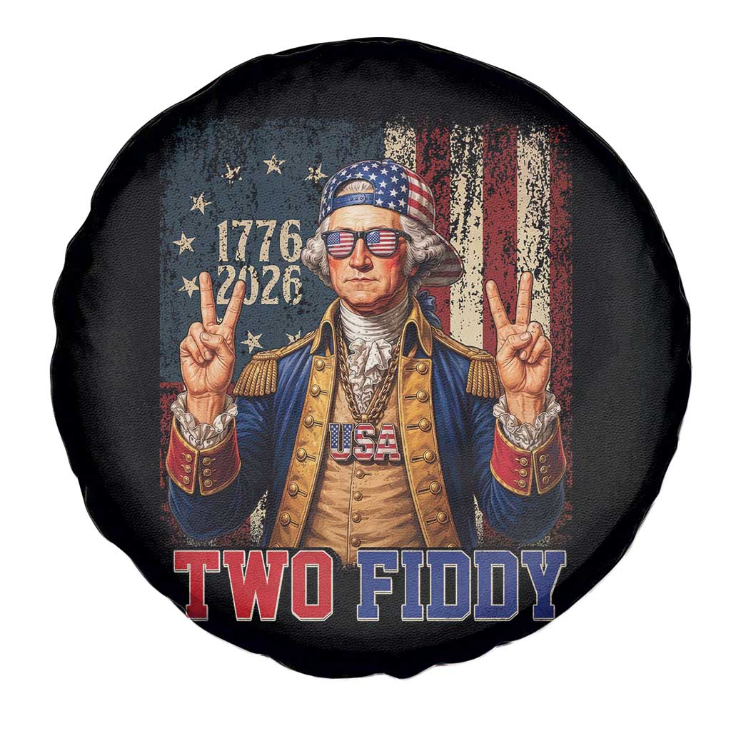 Two Fiddy George Washington Peace Signs Spare Tire Cover Funny Semiquincentennial Hip Hop Style President