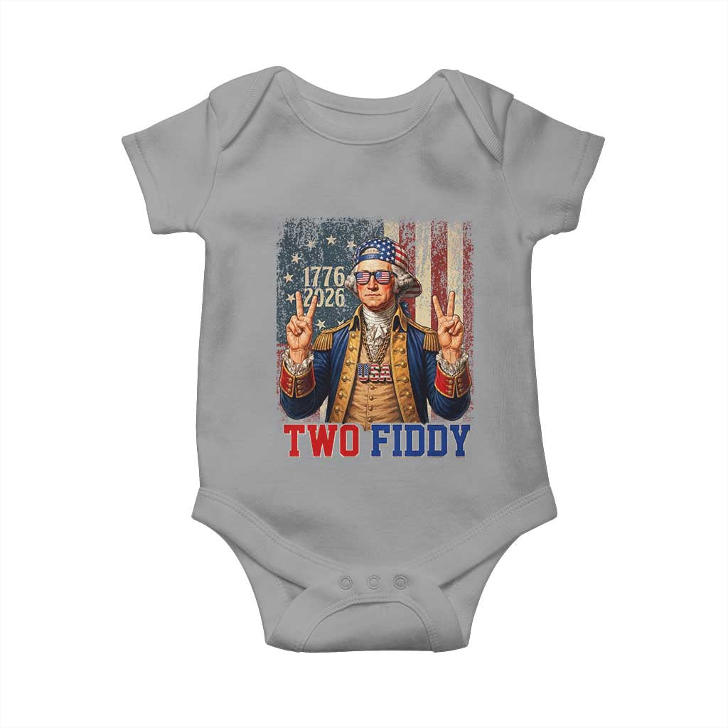 Two Fiddy George Washington Peace Signs Baby Onesie Funny Semiquincentennial Hip Hop Style President