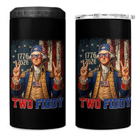 Two Fiddy George Washington Peace Signs 4 in 1 Can Cooler Tumbler Funny Semiquincentennial Hip Hop Style President