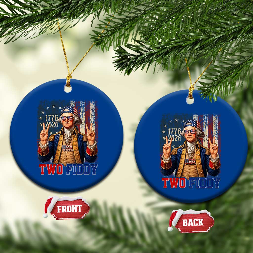 Two Fiddy George Washington Peace Signs Ceramic Ornament Funny Semiquincentennial Hip Hop Style President