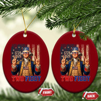 Two Fiddy George Washington Peace Signs Ceramic Ornament Funny Semiquincentennial Hip Hop Style President