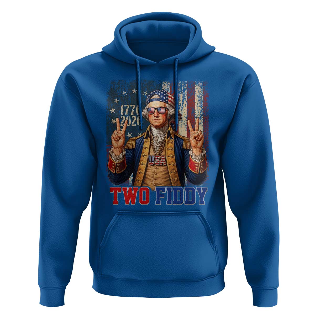 Two Fiddy George Washington Peace Signs Hoodie Funny Semiquincentennial Hip Hop Style President