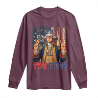 Two Fiddy George Washington Peace Signs Long Sleeve Shirt Funny Semiquincentennial Hip Hop Style President