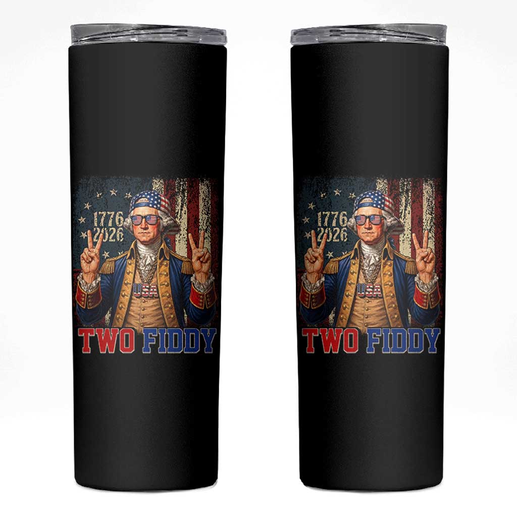 Two Fiddy George Washington Peace Signs Skinny Tumbler Funny Semiquincentennial Hip Hop Style President