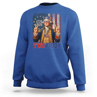 Two Fiddy George Washington Peace Signs Sweatshirt Funny Semiquincentennial Hip Hop Style President