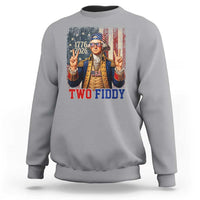 Two Fiddy George Washington Peace Signs Sweatshirt Funny Semiquincentennial Hip Hop Style President