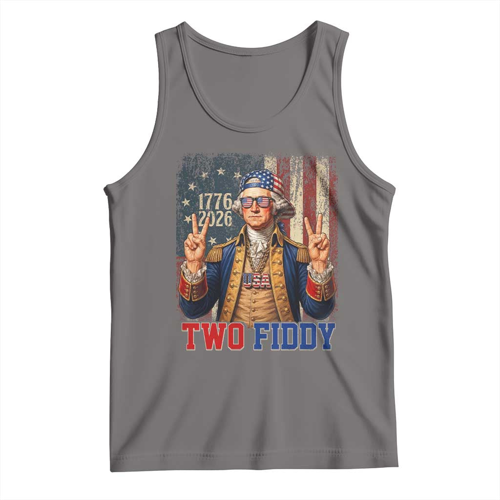 Two Fiddy George Washington Peace Signs Tank Top Funny Semiquincentennial Hip Hop Style President