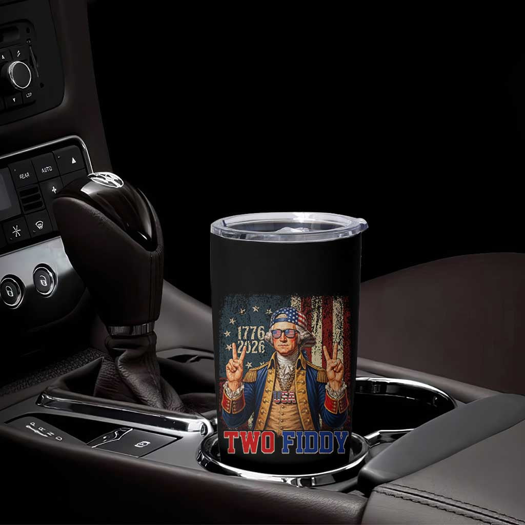 Two Fiddy George Washington Peace Signs Tumbler Cup Funny Semiquincentennial Hip Hop Style President