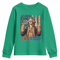 Two Fiddy George Washington Peace Signs Youth Sweatshirt Funny Semiquincentennial Hip Hop Style President