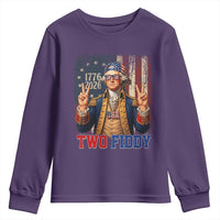 Two Fiddy George Washington Peace Signs Youth Sweatshirt Funny Semiquincentennial Hip Hop Style President