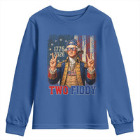Two Fiddy George Washington Peace Signs Youth Sweatshirt Funny Semiquincentennial Hip Hop Style President