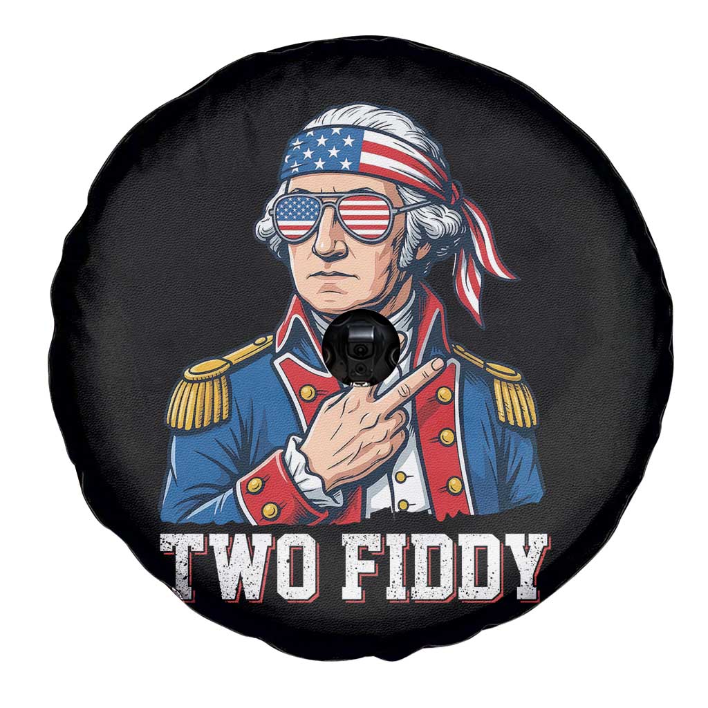 Two Fiddy George Washington Bandana Spare Tire Cover Funny Cool Sunglasses American Flag Headband Peace Sign Patriotic