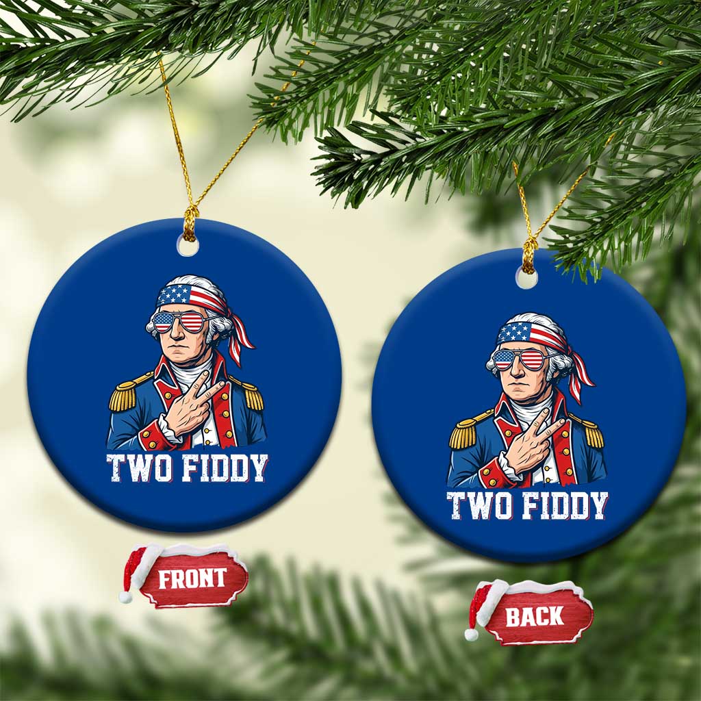 Two Fiddy George Washington Bandana Ceramic Ornament Funny Cool Sunglasses American Flag Headband Peace Sign Patriotic