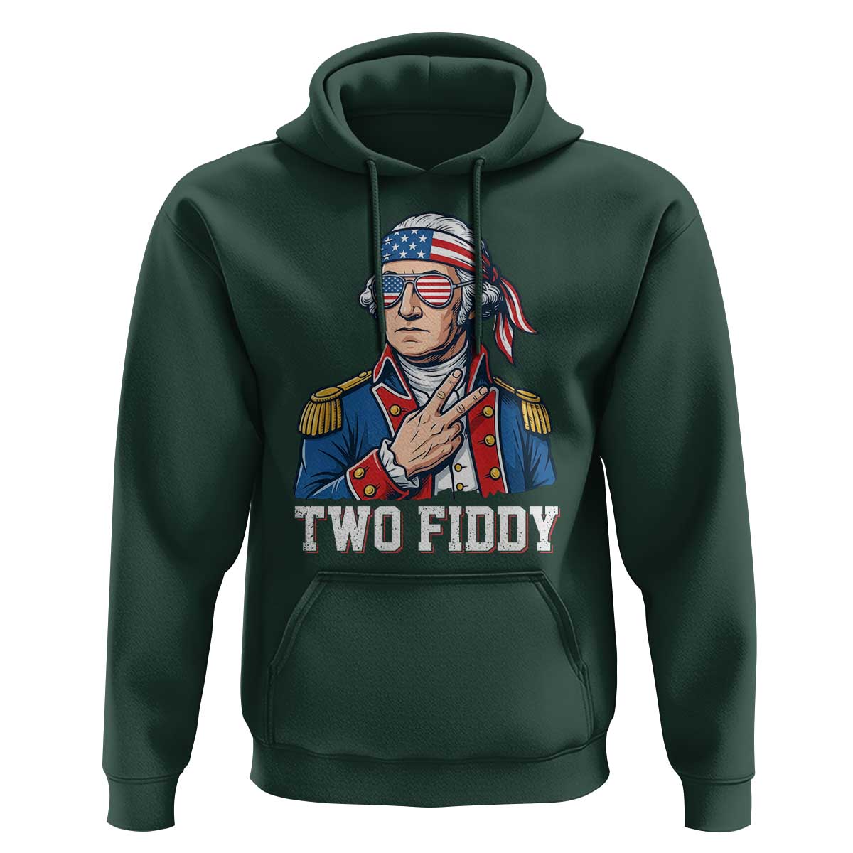 Two Fiddy George Washington Bandana Hoodie Funny Cool Sunglasses American Flag Headband Peace Sign Patriotic