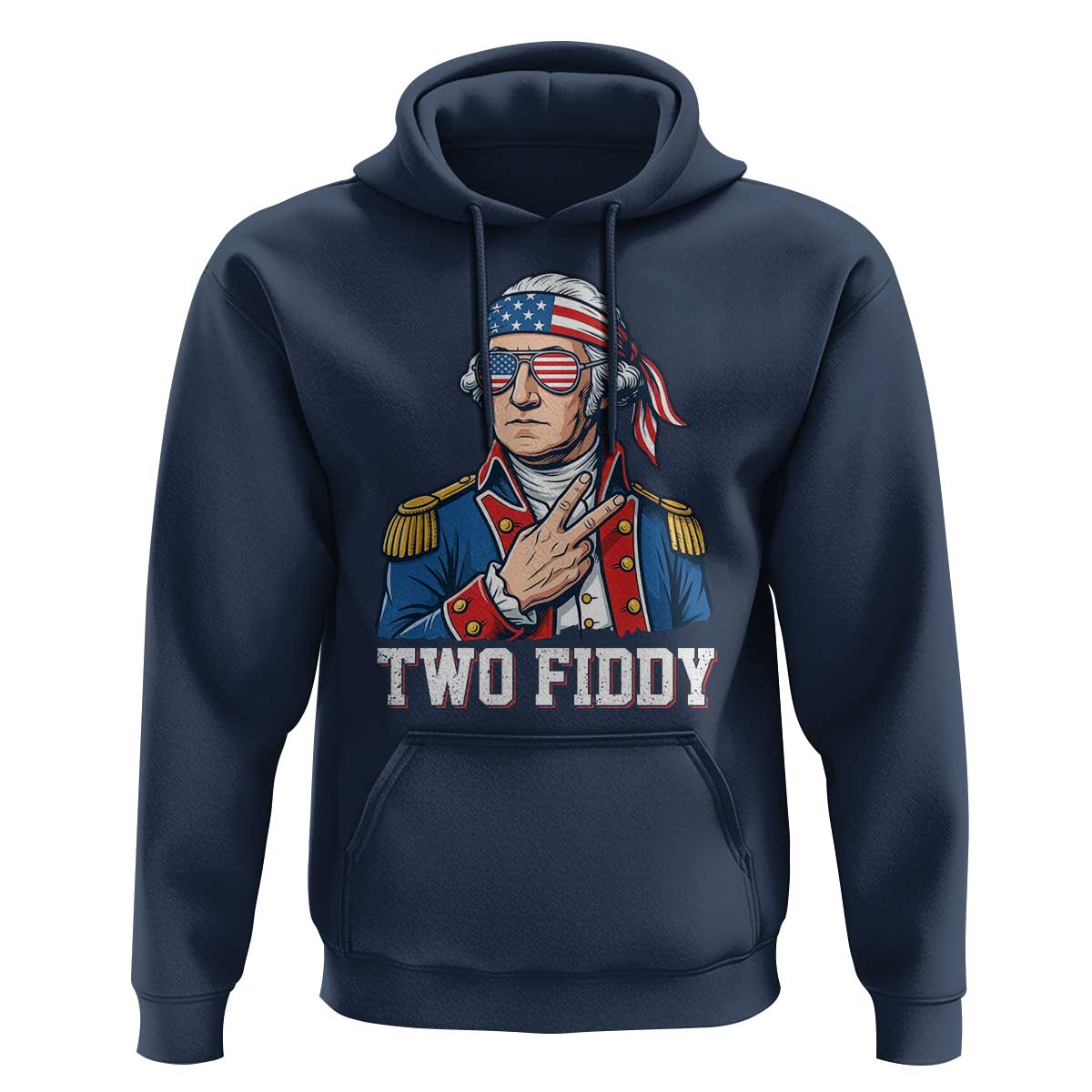Two Fiddy George Washington Bandana Hoodie Funny Cool Sunglasses American Flag Headband Peace Sign Patriotic