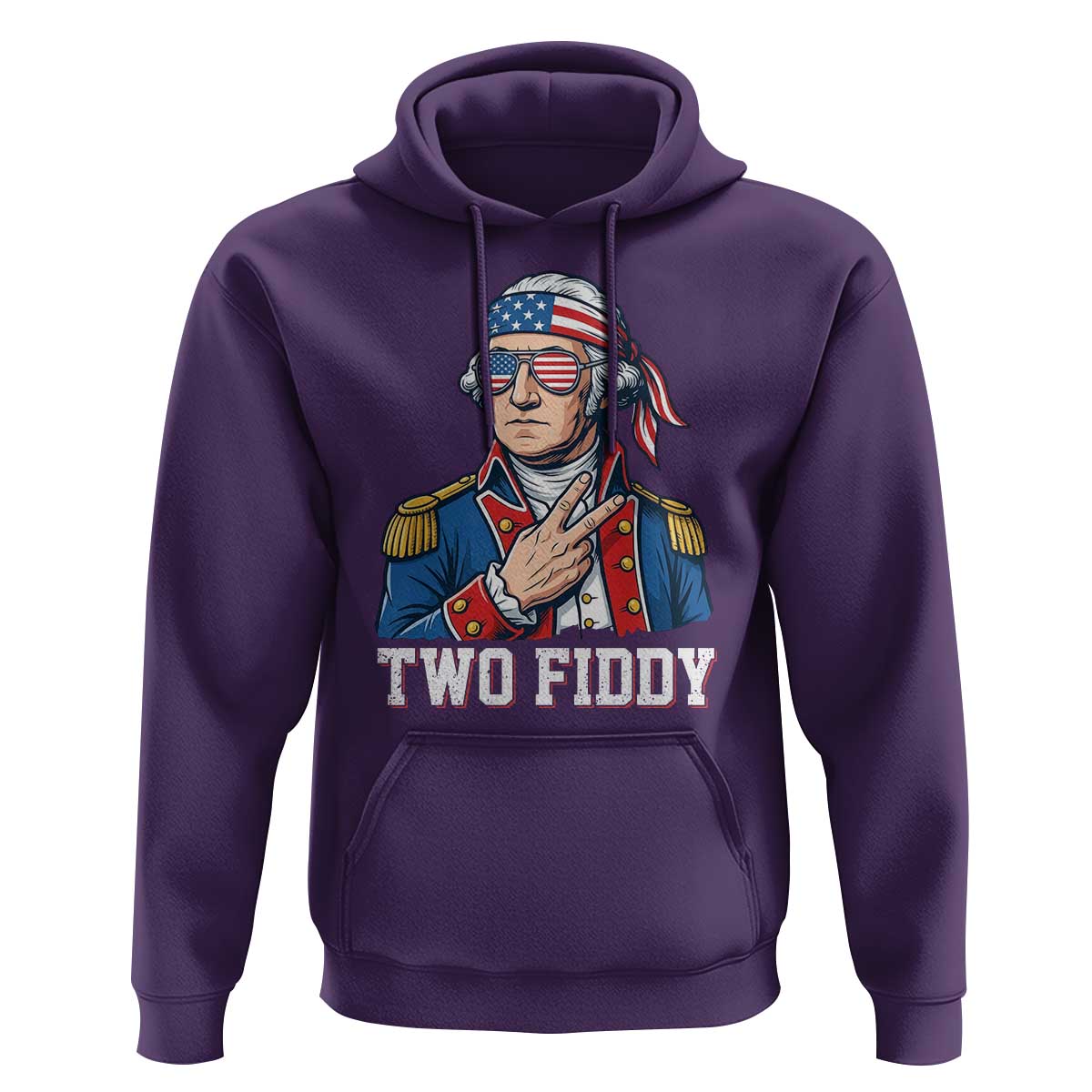 Two Fiddy George Washington Bandana Hoodie Funny Cool Sunglasses American Flag Headband Peace Sign Patriotic