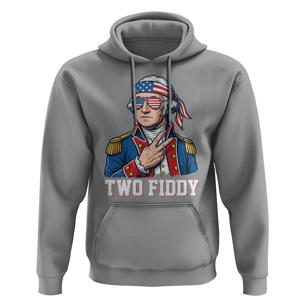 Two Fiddy George Washington Bandana Hoodie Funny Cool Sunglasses American Flag Headband Peace Sign Patriotic
