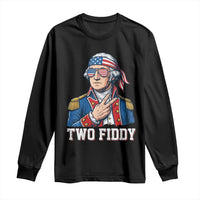 Two Fiddy George Washington Bandana Long Sleeve Shirt Funny Cool Sunglasses American Flag Headband Peace Sign Patriotic