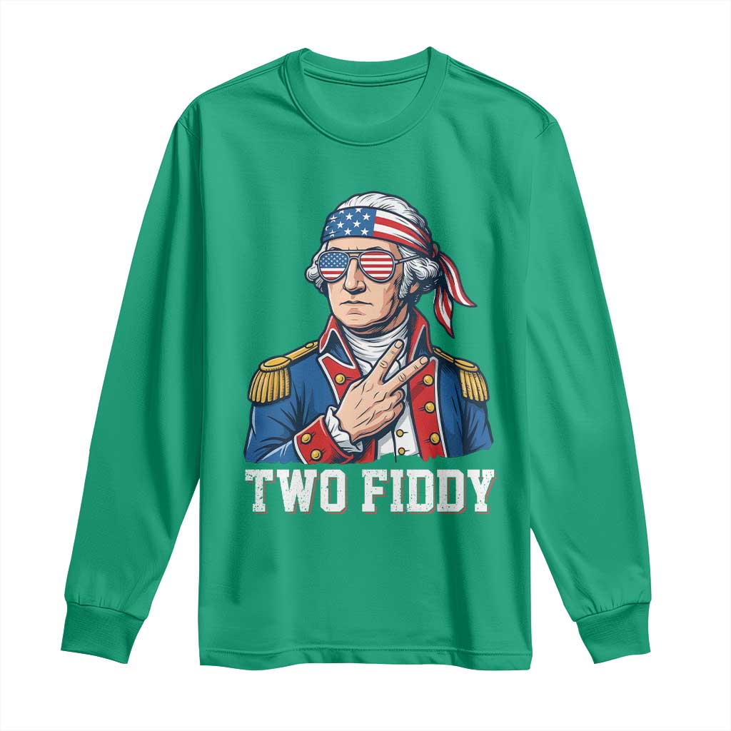 Two Fiddy George Washington Bandana Long Sleeve Shirt Funny Cool Sunglasses American Flag Headband Peace Sign Patriotic