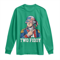 Two Fiddy George Washington Bandana Long Sleeve Shirt Funny Cool Sunglasses American Flag Headband Peace Sign Patriotic