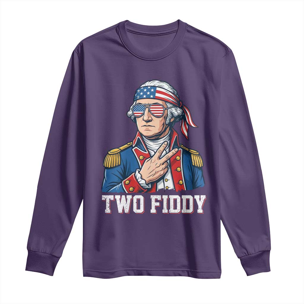 Two Fiddy George Washington Bandana Long Sleeve Shirt Funny Cool Sunglasses American Flag Headband Peace Sign Patriotic