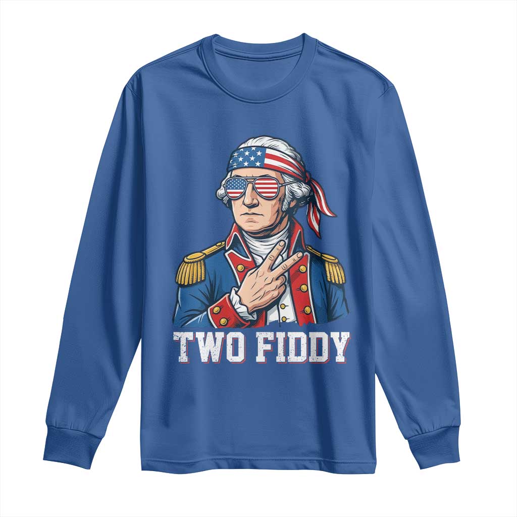 Two Fiddy George Washington Bandana Long Sleeve Shirt Funny Cool Sunglasses American Flag Headband Peace Sign Patriotic