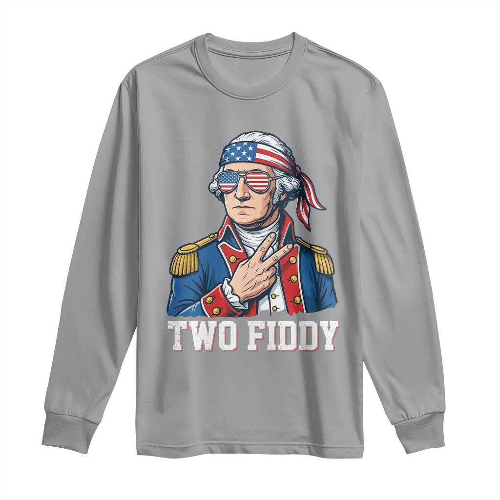 Two Fiddy George Washington Bandana Long Sleeve Shirt Funny Cool Sunglasses American Flag Headband Peace Sign Patriotic