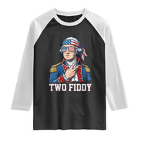 Two Fiddy George Washington Bandana Raglan Shirt Funny Cool Sunglasses American Flag Headband Peace Sign Patriotic
