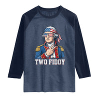 Two Fiddy George Washington Bandana Raglan Shirt Funny Cool Sunglasses American Flag Headband Peace Sign Patriotic
