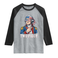 Two Fiddy George Washington Bandana Raglan Shirt Funny Cool Sunglasses American Flag Headband Peace Sign Patriotic