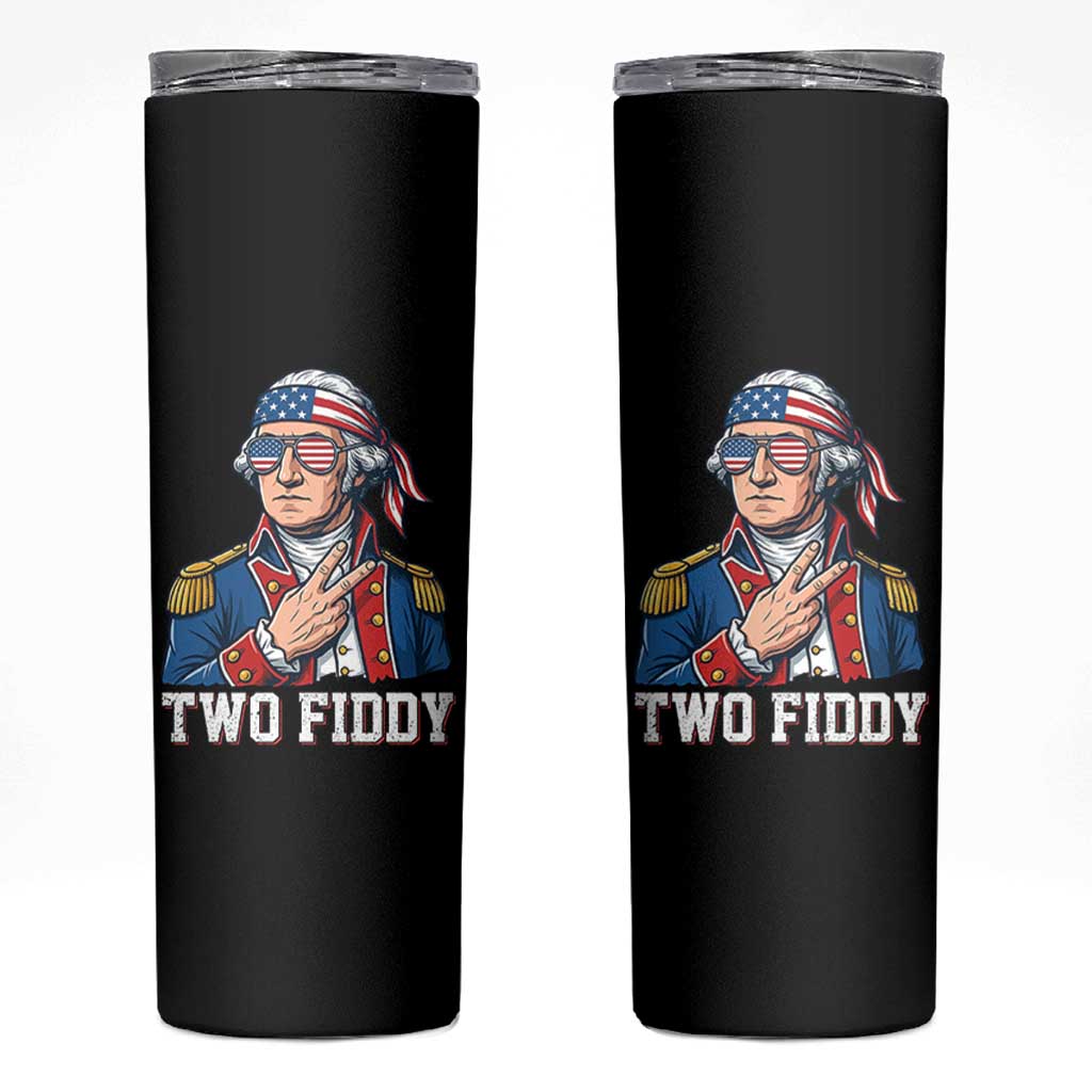 Two Fiddy George Washington Bandana Skinny Tumbler Funny Cool Sunglasses American Flag Headband Peace Sign Patriotic