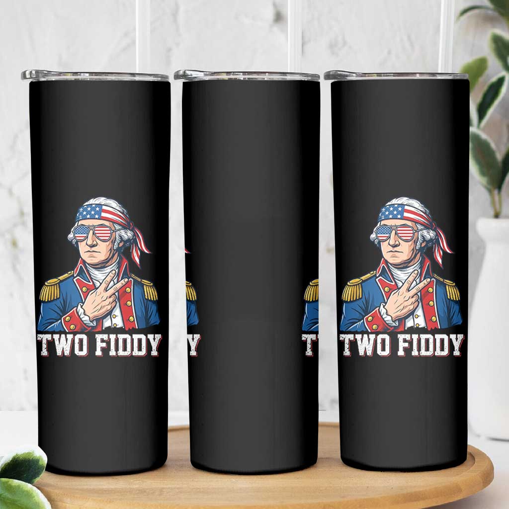 Two Fiddy George Washington Bandana Skinny Tumbler Funny Cool Sunglasses American Flag Headband Peace Sign Patriotic