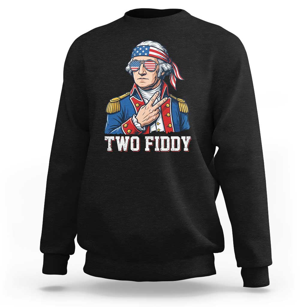 Two Fiddy George Washington Bandana Sweatshirt Funny Cool Sunglasses American Flag Headband Peace Sign Patriotic