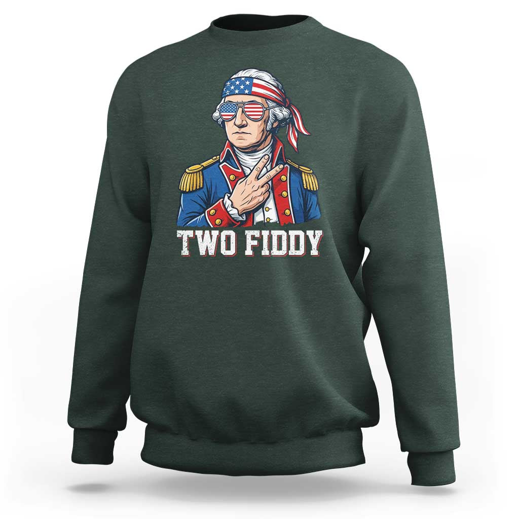 Two Fiddy George Washington Bandana Sweatshirt Funny Cool Sunglasses American Flag Headband Peace Sign Patriotic