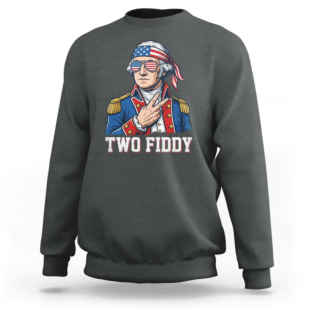 Two Fiddy George Washington Bandana Sweatshirt Funny Cool Sunglasses American Flag Headband Peace Sign Patriotic