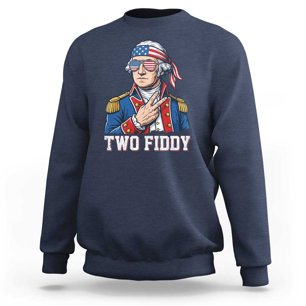Two Fiddy George Washington Bandana Sweatshirt Funny Cool Sunglasses American Flag Headband Peace Sign Patriotic