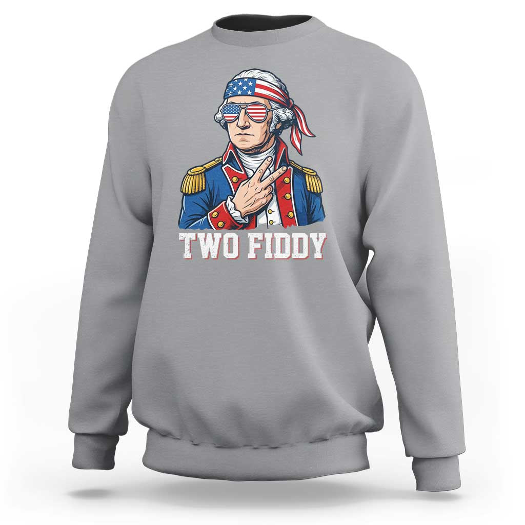 Two Fiddy George Washington Bandana Sweatshirt Funny Cool Sunglasses American Flag Headband Peace Sign Patriotic