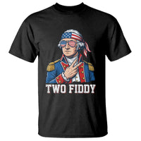 Two Fiddy George Washington Bandana T Shirt Funny Cool Sunglasses American Flag Headband Peace Sign Patriotic