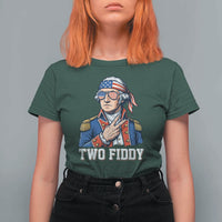 Two Fiddy George Washington Bandana T Shirt For Women Funny Cool Sunglasses American Flag Headband Peace Sign Patriotic