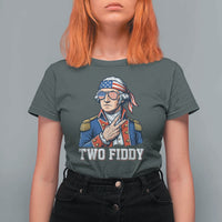 Two Fiddy George Washington Bandana T Shirt For Women Funny Cool Sunglasses American Flag Headband Peace Sign Patriotic