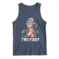 Two Fiddy George Washington Bandana Tank Top Funny Cool Sunglasses American Flag Headband Peace Sign Patriotic