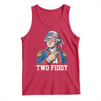 Two Fiddy George Washington Bandana Tank Top Funny Cool Sunglasses American Flag Headband Peace Sign Patriotic