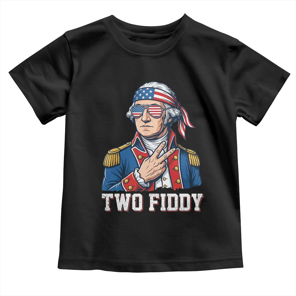 Two Fiddy George Washington Bandana Toddler T Shirt Funny Cool Sunglasses American Flag Headband Peace Sign Patriotic