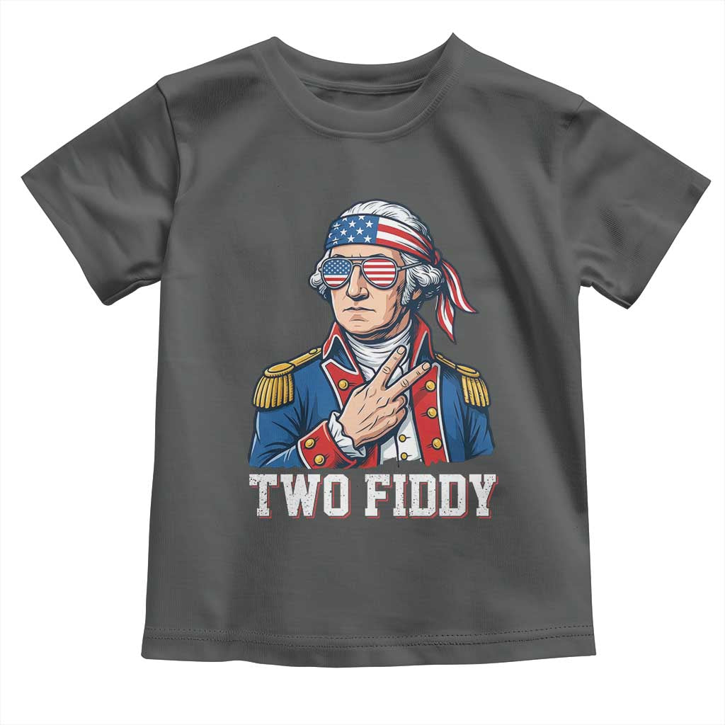 Two Fiddy George Washington Bandana Toddler T Shirt Funny Cool Sunglasses American Flag Headband Peace Sign Patriotic