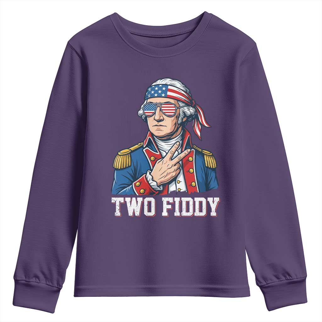 Two Fiddy George Washington Bandana Youth Sweatshirt Funny Cool Sunglasses American Flag Headband Peace Sign Patriotic