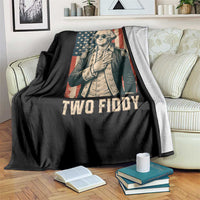 Two Fiddy Vintage George Washington Throw Blanket Funny Sunglasses Peace Sign Retro American Flag Semiquincentennial