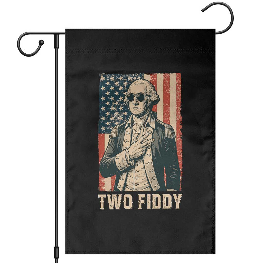 Two Fiddy Vintage George Washington Garden Flag Funny Sunglasses Peace Sign Retro American Flag Semiquincentennial